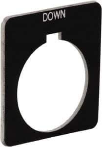 Schneider Electric - Square, Plastic Legend Plate - Down - Black Background, White Letters, 1.22 Inch Hole Diameter, 1-3/4 Inch Square - All Tool & Supply