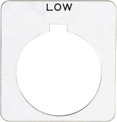 Schneider Electric - Square, Plastic Legend Plate - Low - White Background, Black Letters, 1.22 Inch Hole Diameter, 1-3/4 Inch Square - All Tool & Supply