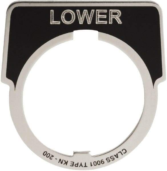 Schneider Electric - Half Round, Aluminum Legend Plate - Lower - Black Background, 1.22 Inch Hole Diameter, 1-5/8 Inch Wide x 0.969 Inch High - All Tool & Supply