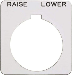 Schneider Electric - Square, Plastic Legend Plate - Raise-Lower - White Background, Black Letters, 1.22 Inch Hole Diameter, 1-3/4 Inch Square - All Tool & Supply