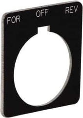 Schneider Electric - Square, Plastic Legend Plate - Forward-Off-Reverse - Black Background, White Letters, 1.22 Inch Hole Diameter, 1-3/4 Inch Square - All Tool & Supply