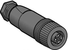 Telemecanique Sensors - 3 Amp, M12 4 Pin Female Straight Field Attachable Connector Sensor and Receptacle - 125 VAC, 150 VDC, IP67 Ingress Rating - All Tool & Supply