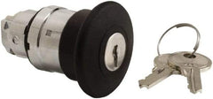 Schneider Electric - 22mm Mount Hole, Extended Mushroom Head, Pushbutton Switch Only - Round, Black Pushbutton, Nonilluminated, Maintained (MA) - All Tool & Supply