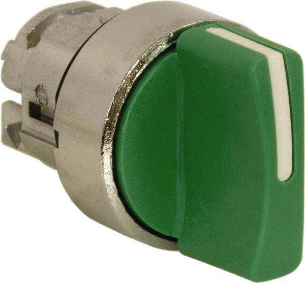 Schneider Electric - 22mm Mount Hole, 3 Position, Handle Operated, Selector Switch Only - Green, Momentary (MO), Nonilluminated, Shock, Vibration and Water Resistant - All Tool & Supply