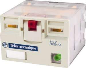 Schneider Electric - 3,750 VA Power Rating, Electromechanical Plug-in General Purpose Relay - 15 Amp at 250 VAC & 28 VDC, 4CO, 12 VDC - All Tool & Supply