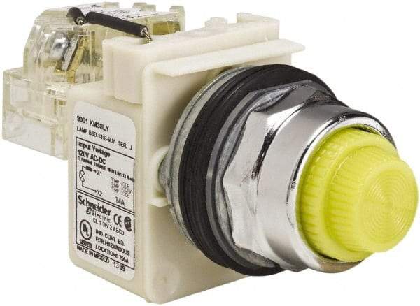 Schneider Electric - 120 VAC Yellow Lens LED Indicating Light - Screw Clamp Connector - All Tool & Supply