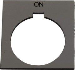 Schneider Electric - Square, Plastic Legend Plate - On - Silver Background, Black Letters, 1.2 Inch Hole Diameter, 1-3/4 Inch Square - All Tool & Supply