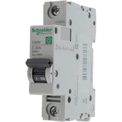 Schneider Electric - 20 Amp, 440 VAC, 1 Pole, DIN Rail Mounted Miniature Circuit Breaker - Magnetic Trip, Multiple Breaking Capacity Ratings, 18-4 AWG, 76mm Deep x 81mm High x 18mm Wide - All Tool & Supply