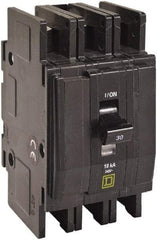 Square D - 20 Amp, 240 VAC, 3 Pole, DIN Rail Mounted, Flush Mount, Surface Mount Miniature Circuit Breaker - Thermal Magnetic Trip, 10 kA at 120/240 VAC Breaking Capacity, 14-2 (Aluminum), 14-2 (Copper) AWG, 74mm Deep x 103mm High x 19mm Wide - All Tool & Supply