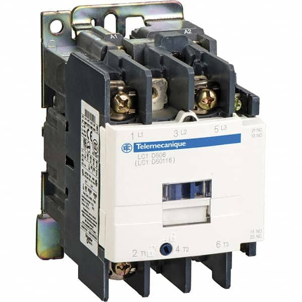 Schneider Electric - 3 Pole, 120 Coil VAC at 50/60 Hz, 50 Amp at 440 VAC and 80 Amp at 440 VAC, Nonreversible IEC Contactor - Exact Industrial Supply