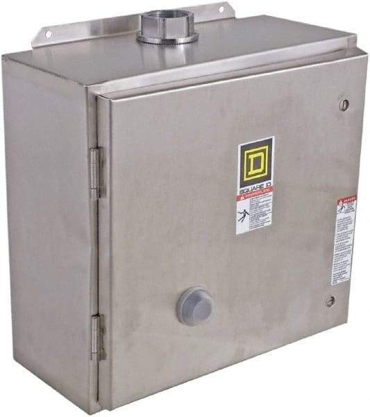 Square D - 208 Coil VAC at 60 Hz, 45 Amp, NEMA Size 2, Reversible Enclosed Enclosure NEMA Motor Starter - 3 Phase hp: 10 at 200 VAC, 15 at 230 VAC, 25 at 460 VAC, 25 at 575 VAC, 4x Enclosure Rating - All Tool & Supply