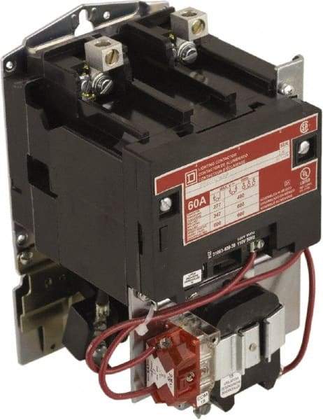 Square D - No Enclosure, 2 Pole, Mechanically Held Lighting Contactor - 60 A (Tungsten), 277 VAC at 60 Hz - All Tool & Supply