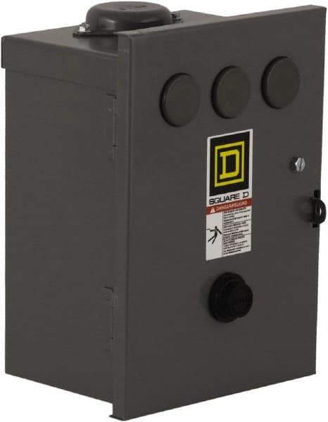 Square D - 110 Coil VAC at 50 Hz, 120 Coil VAC at 60 Hz, 27 Amp, NEMA Size 1, Nonreversible Enclosed Enclosure NEMA Motor Starter - 3 Phase hp: 10 at 460 VAC, 10 at 575 VAC, 7-1/2 at 200 VAC, 7-1/2 at 230 VAC, 3R Enclosure Rating - All Tool & Supply