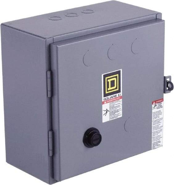 Square D - 110 Coil VAC at 50 Hz, 120 Coil VAC at 60 Hz, 18 Amp, Reversible Enclosed Enclosure NEMA Motor Starter - 3 Phase hp: 3 at 200 VAC, 3 at 230 VAC, 5 at 460 VAC, 5 at 575 VAC, 1 Enclosure Rating - All Tool & Supply