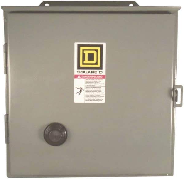 Square D - 110 Coil VAC at 50 Hz, 120 Coil VAC at 60 Hz, 27 Amp, NEMA Size 1, Reversible Enclosed Enclosure NEMA Motor Starter - 3 Phase hp: 10 at 460 VAC, 10 at 575 VAC, 7-1/2 at 200 VAC, 7-1/2 at 230 VAC, 12 Enclosure Rating - All Tool & Supply