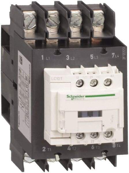 Schneider Electric - 4 Pole, 24 Coil VDC, 80 Amp at 440 VAC, Nonreversible IEC Contactor - Bureau Veritas, CCC, CSA, CSA C22.2 No. 14, DNV, EN/IEC 60947-4-1, EN/IEC 60947-5-1, GL, GOST, LROS, RINA, UL 508, UL Listed - All Tool & Supply