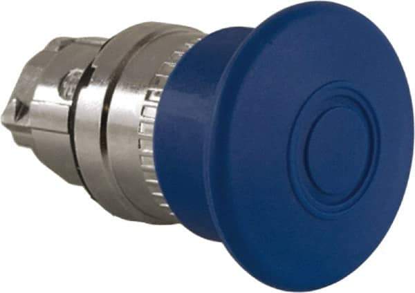 Schneider Electric - 22mm Mount Hole, Extended Mushroom Head, Pushbutton Switch Only - Round, Blue Pushbutton, Nonilluminated, Maintained (MA) - All Tool & Supply