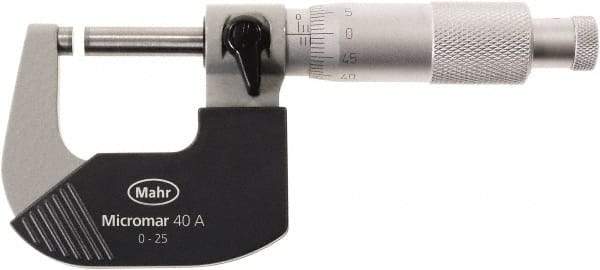 Mahr - 100 to 125mm Range, 0.01mm Graduation, Mechanical Outside Micrometer - Ratchet Stop Thimble - All Tool & Supply