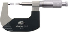 Mahr - 2" to 3" Mechanical Satin Chrome Coated Blade Micrometer - 0.0001" Graduation, 0.031" Blade Thickness, Ratchet Thimble, Rotating Spindle - All Tool & Supply