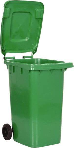 Vestil - 64 Gal Green Rectangle Trash Can - Polyethylene, None Graphic, 39-15/16" High x 28-1/2" Long x 23-1/2" Wide, Lid Included - All Tool & Supply