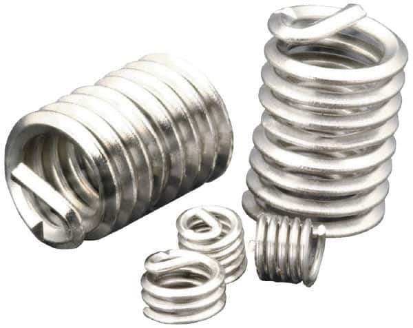 Heli-Coil - Single Insert, 3/8-16 UNC, 2D, Nitronic 60 Stainless Steel Screw Locking Insert - 10 Free Coils, 3/4 Inch Overall Length, 0.452 to 0.472 Inch Outside Diameter, with Tang - Exact Industrial Supply