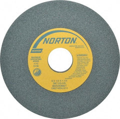 Norton - 6" Diam x 1-1/4" Hole x 1/2" Thick, I Hardness, 100 Grit Surface Grinding Wheel - Silicon Carbide, Type 1, Fine Grade, 4,140 Max RPM, Vitrified Bond, No Recess - All Tool & Supply