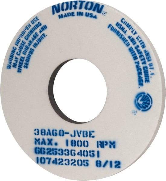 Norton - 14" Diam x 5" Hole x 1" Thick, J Hardness, 60 Grit Surface Grinding Wheel - Aluminum Oxide, Type 1, Medium Grade, 1,800 Max RPM, Vitrified Bond, No Recess - All Tool & Supply