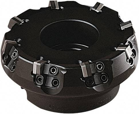 Seco - 102.3mm Cut Diam, 1.26" Arbor Hole, 8mm Max Depth of Cut, 75° Indexable Chamfer & Angle Face Mill - 8 Inserts, SN.. 0903 Insert, Right Hand Cut, Series R220.74 - All Tool & Supply