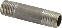 Merit Brass - 1/4" Pipe, 2" Long, Aluminum Pipe Nipple - Grade 6061, Threaded - All Tool & Supply