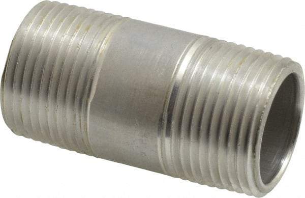 Merit Brass - 3/4" Pipe, 2" Long, Aluminum Pipe Nipple - Grade 6061, Threaded - All Tool & Supply