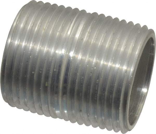 Merit Brass - 1" Pipe, 1-1/2" Long, Aluminum Pipe Nipple - Grade 6061, Threaded - All Tool & Supply