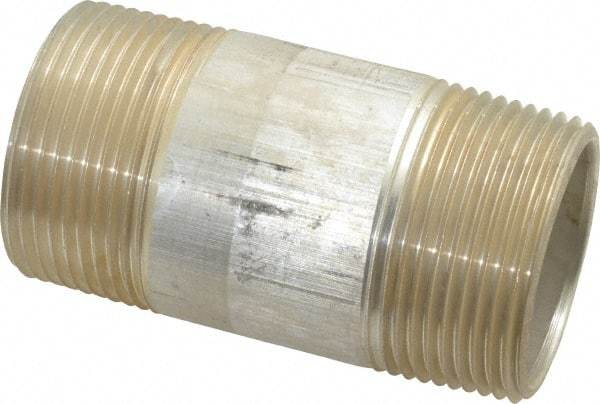 Merit Brass - 1-1/4" Pipe, 3" Long, Aluminum Pipe Nipple - Grade 6061, Threaded - All Tool & Supply