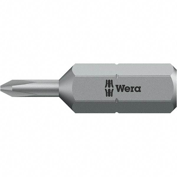 Wera - #0, Phillips Screwdriver Bit - 1/4" Drive, 1" OAL - All Tool & Supply