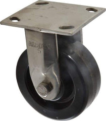 Albion - 5" Diam x 2" Wide x 6-1/2" OAH Top Plate Mount Rigid Caster - Phenolic, 1,000 Lb Capacity, Delrin Bearing, 4 x 4-1/2" Plate - All Tool & Supply