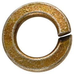 Made in USA - 1/2", 1/8" Thick Split Lock Washer - 1060 Spring Steel, Zinc Yellow Dichromate Finish, 0.502" Min ID, 0.512" Max ID, 0.889" Max OD - All Tool & Supply