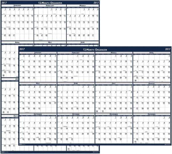 House of Doolittle - 1 Sheet, 24 x 37", Erasable Wall Calendar - Blue & Gray - All Tool & Supply