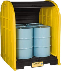 Justrite - 4 Drum, 79 Gal Sump Capacity, Drum Cover Pallet - 5.71' Long x 5.06' Wide x 6.27' High, Vertical Storage, Polyethylene - All Tool & Supply