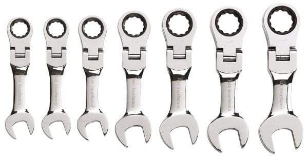 GearWrench - 7 Piece, 3/8" to 3/4", Ratcheting Combination Wrench Set - Inch Measurement Standard, Chrome Finish, Comes in Plastic Case - All Tool & Supply