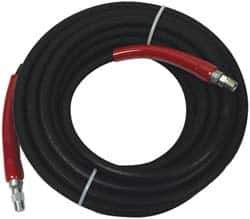 Value Collection - 100' Long, 3/8" Fitting, Male Rigid x Male Swivel Fitting, -40 to 310°F, Synthetic Rubber High Temp & High Pressure Hose - 3/8" Inside x 3/4" Outside Diam, Black, 5,800 psi - All Tool & Supply