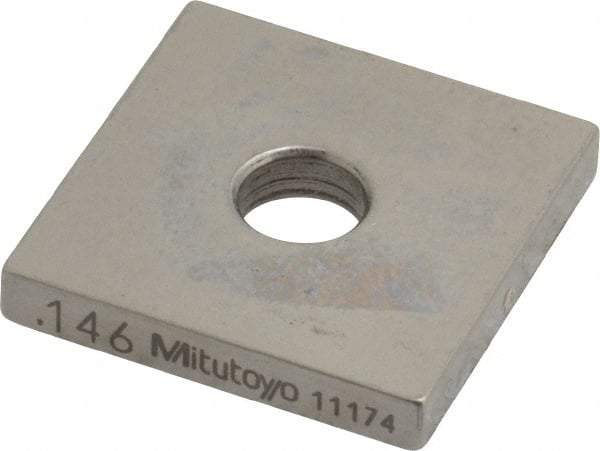 Mitutoyo - 0.146" Square Steel Gage Block - Accuracy Grade 0, Includes Certificate of Inspection - All Tool & Supply