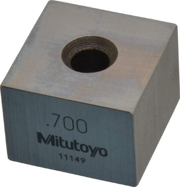 Mitutoyo - 0.7" Square Steel Gage Block - Accuracy Grade 0, Includes Certificate of Inspection - All Tool & Supply