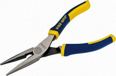 Irwin - 6" OAL, 1-25/32" Jaw Length x 23/32" Jaw Width, Long Nose Side Cutting Pliers - Serrated Jaw, Standard Head, ProTouch Handles - All Tool & Supply