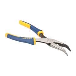 Irwin - 8" OAL, 2-5/16" Jaw Length x 15/16" Jaw Width, Long Nose Side Cutting Bent Nose Pliers - Serrated Jaw, Standard Head, ProTouch Handles - All Tool & Supply