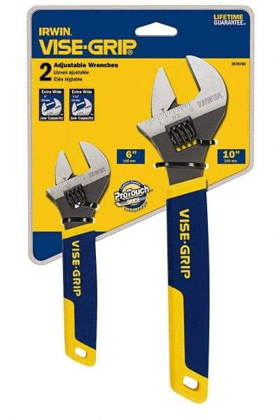 Irwin - 2 Piece, Adjustable Wrench Set - Inch System of Measurement, Chrome Vanadium Finish, Comes in Display Card - All Tool & Supply