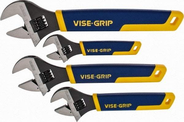 Irwin - 4 Piece, Adjustable Wrench Set - Inch/Metric System of Measurement, Chrome Vanadium Finish, Comes in Plastic Tray - All Tool & Supply