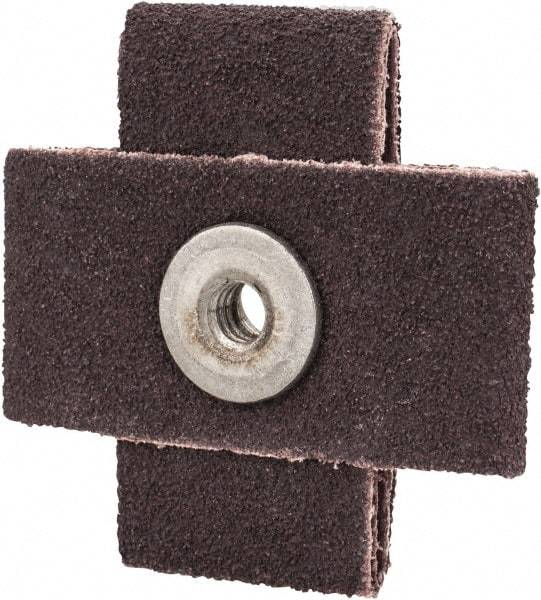 Made in USA - 80 Grit, Medium Grade, Aluminum Oxide Cross Pad - 2" Long x 1" Wide x 1" Thick, Cloth Backed, X Backing Weight, 10 Ply, 24,000 Max RPM - All Tool & Supply