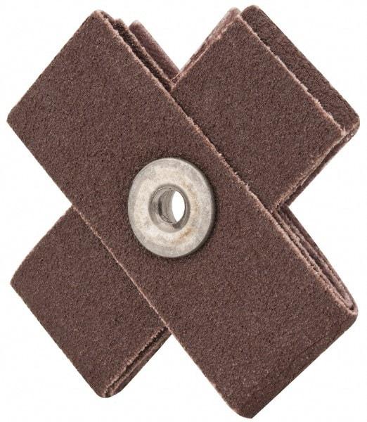 Made in USA - 80 Grit, Medium Grade, Aluminum Oxide Cross Pad - 2-1/2" Long x 1" Wide x 1" Thick, Cloth Backed, X Backing Weight, 8 Ply, 18,000 Max RPM - All Tool & Supply