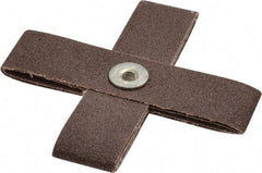 Made in USA - 80 Grit, Medium Grade, Aluminum Oxide Cross Pad - 4" Long x 1" Wide x 1" Thick, Cloth Backed, X Backing Weight, 8 Ply, 12,000 Max RPM - All Tool & Supply