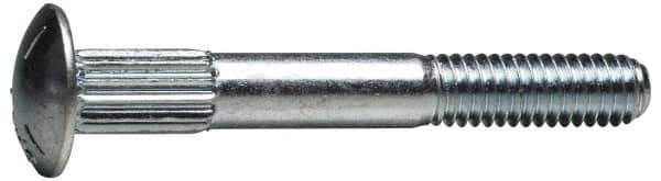 Value Collection - 3/8-16 UNC 2-1/2" Length Under Head, Ribbed Neck, Carriage Bolt - Grade 5 Steel, Zinc-Plated Clear Chromate Finish - All Tool & Supply