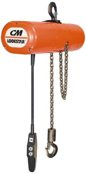 CM - 1 Ton Capacity, 0 to 16 FPM Lift Speed, Hook Mounted Hoist - 1 Output hp, 15' Max Lift, 18-9/16" Min Headroom, 1 Chain - All Tool & Supply